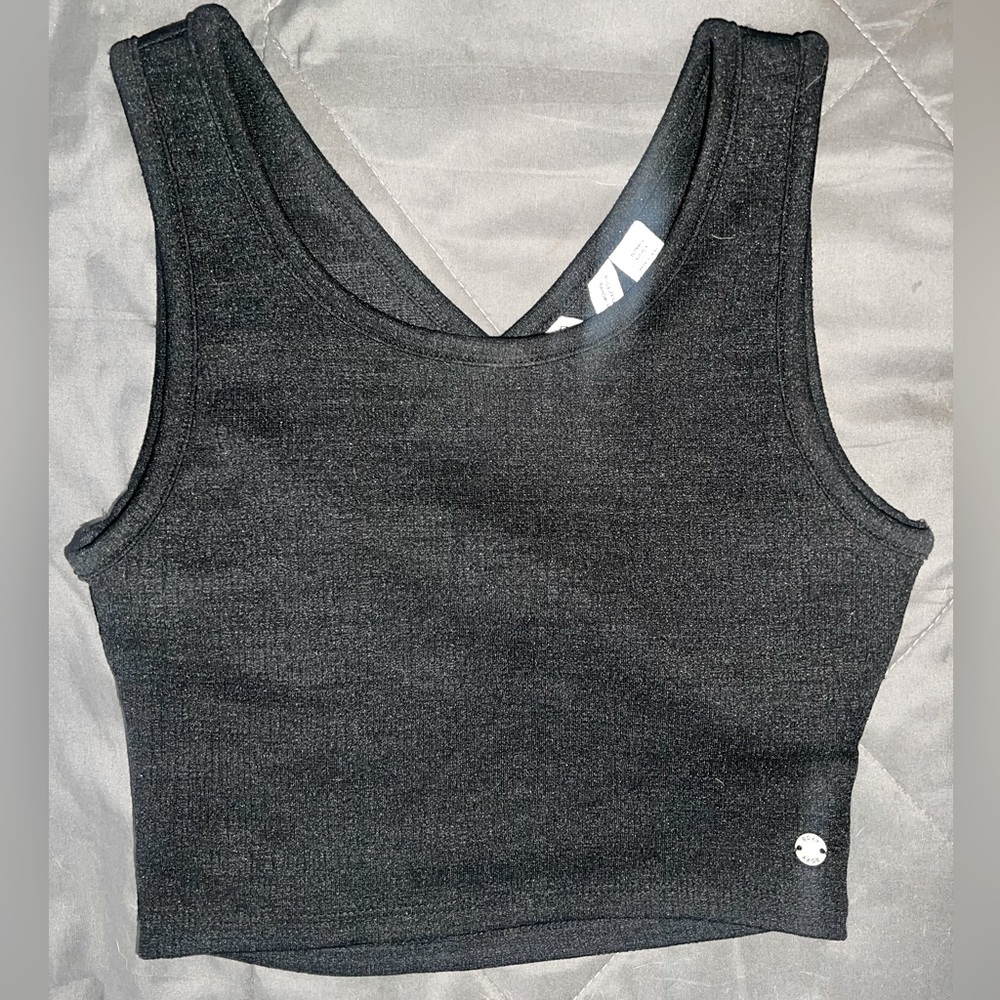 Roxy Black Fitted Cropped Tank Top - “Good Keepsake” - Size XS